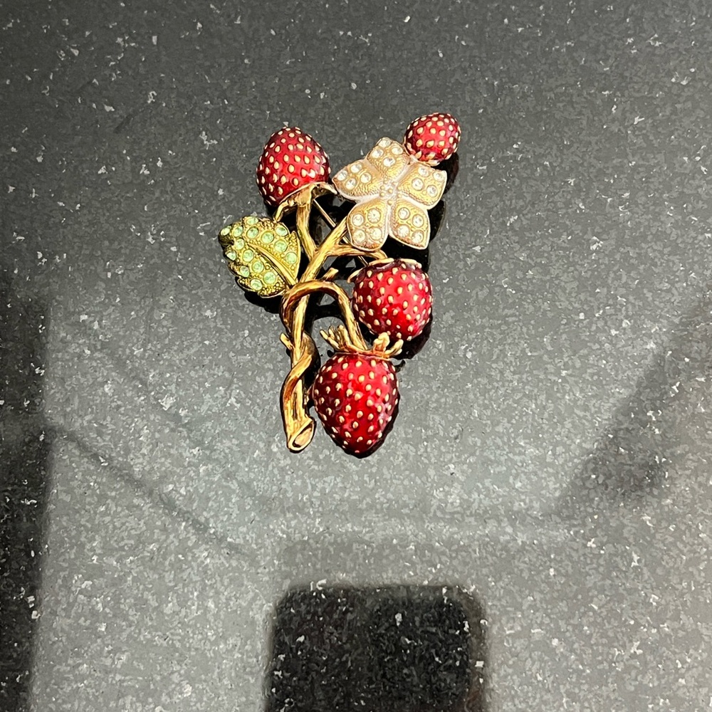 Vintage Edgar Berebi Strawberry Brooch